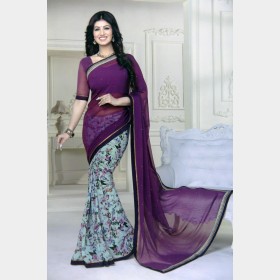 Vinay’s Soft Printed Georgette Sharee with all over rhine stone